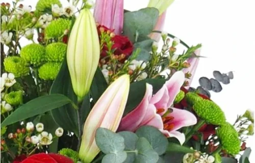 Bouquet De Rose Rouge & Lys Rose "Liège" -Monde Des Fleurs bouquet de rose rouge lys rose liege 2