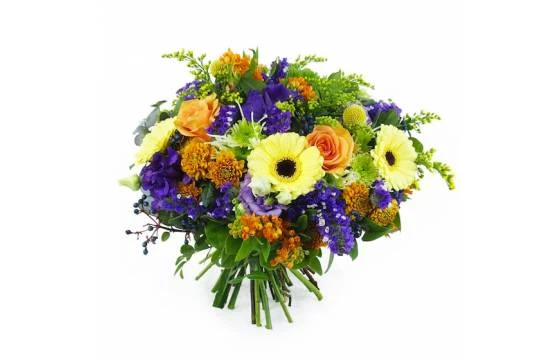 Bouquet Orange, Jaune & Violet "Amsterdam" 1 Bouquet Orange, Jaune & Violet "Amsterdam"