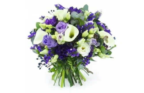 Bouquet Rond Blanc & Violet "Ostrava"