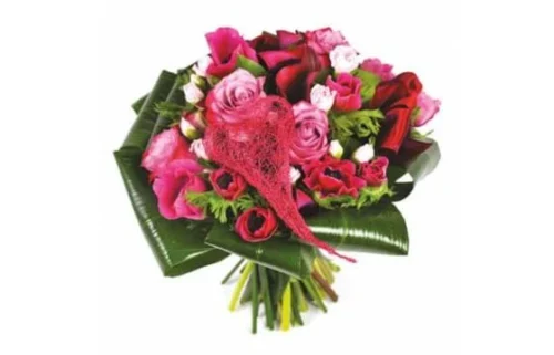 Bouquet Rond De Fleurs Roses Framboisine