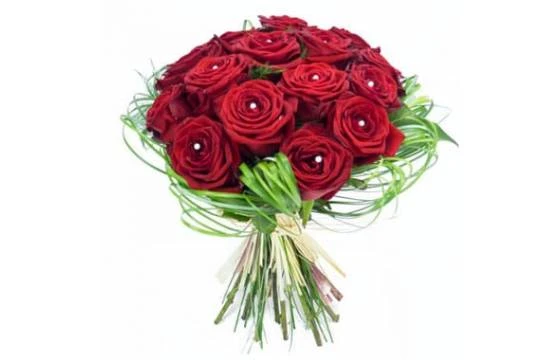 Bouquet Rond De Roses Rouges Perles D'Amour 1 Bouquet Rond De Roses Rouges Perles D'Amour