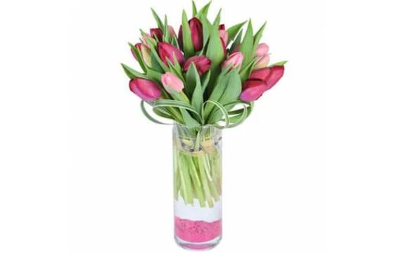 Bouquet Rond De Tulipes Roses & Mauves 1 Bouquet Rond De Tulipes Roses & Mauves