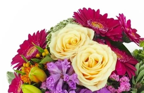 Cœur De Fleurs Fuchsia, Orange & Mauve "Périclès" -Monde Des Fleurs coeur de fleurs fuchsia orange mauve pericles 2