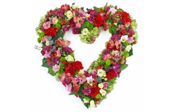 Coeur Deuil De Fleurs Roses & Rouges "Laodicée" 1 Coeur Deuil De Fleurs Roses & Rouges "Laodicée"