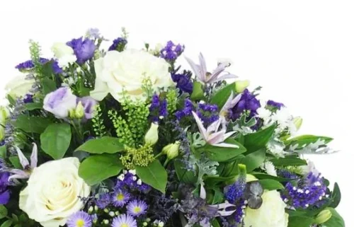 Coussin De Deuil Blanc & Violet-bleu "Neptune" 5 Coussin De Deuil Blanc & Violet-bleu "Neptune" -Monde Des Fleurs coussin de deuil blanc violet bleu neptune 2