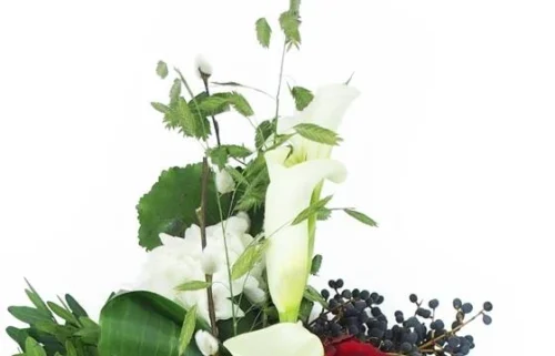 Petite Croix De Deuil Blanche & Rouge "Hercule" -Monde Des Fleurs petite croix de deuil blanche rouge hercule 3