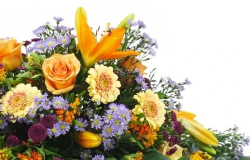 Raquette De Deuil Orange & Mauve-violet "Jupiter" -Monde Des Fleurs raquette de deuil orange mauve violet jupiter 2