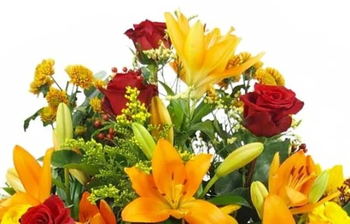 Raquette De Deuil Orange & Rouge "Hélios" -Monde Des Fleurs raquette de deuil orange rouge helios 2