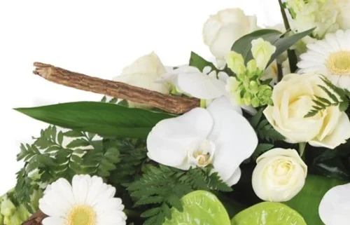 Raquette De Deuil Verte & Blanche Commémoration -Monde Des Fleurs raquette de deuil verte blanche commemoration 2